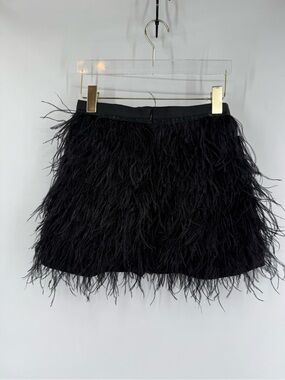 Queen of‎ Sparkles black feathered mini skirt size xs